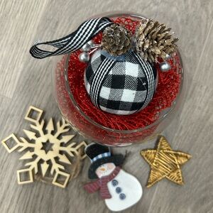 Black and White Plaid Holiday Ornament